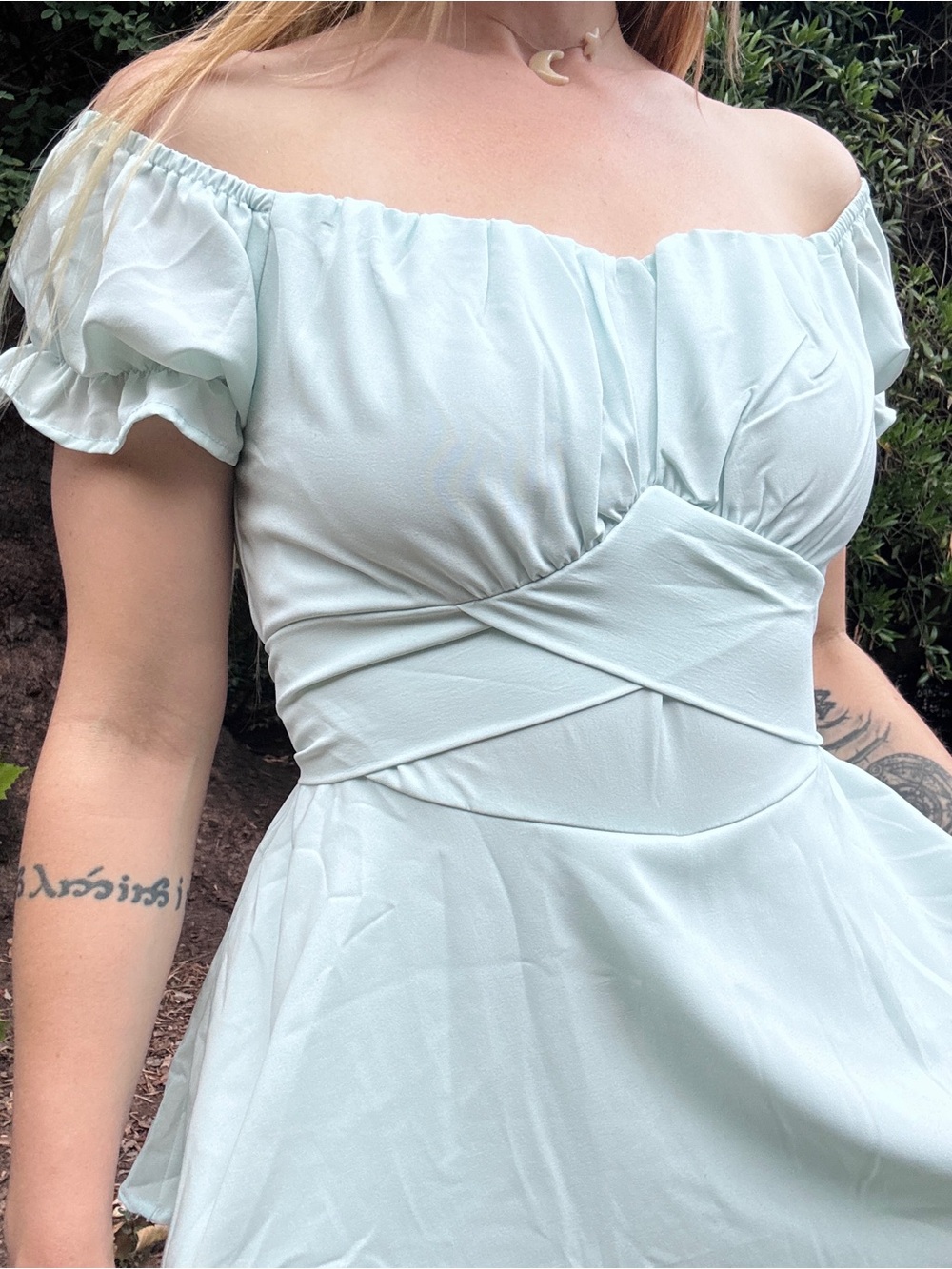 Aqua color mini dress with shorts!